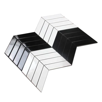 White and Black Kitchen Backsplash and Bathroom Herringbone Porcelain Wall and Floor Mosaic Tile
