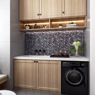 Waterproof Marble Look PVC Vinyl Mosaic Self Adhesive Peel and Stick Wall Tile Sticker Mixed Marble Mosaic Peel and Stick Backsplash 4mm Thick