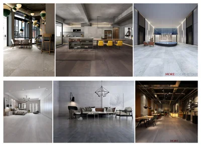 Moreroom Stone Dark Grey Cement Porcelain Tiles for Bathroom Flooring and Wall Design