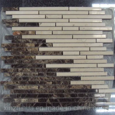 Linear Strips White/Beige/Brown Bathroom Wall/Flooring Kitchen Backspalsh Marble Mosaic Tile