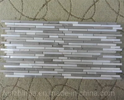Linear Strips White/Beige/Brown Bathroom Wall/Flooring Kitchen Backspalsh Marble Mosaic Tile