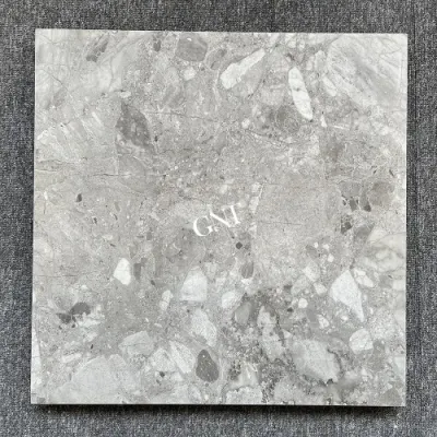 China Foshan Factory Wholesale Low Price 60X60 Terrazzo Tiles Polished Porcelain Dark Gray Floor Tiles 60X60