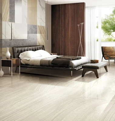 600X1200mm Low Water Absorption Yellow Marble Look Porcelain Tile