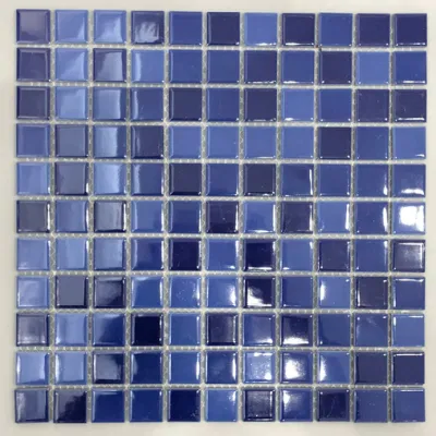 Free Sample Blue Mix Swimming Pool Mosaic Tiles Porcelain Iridescent 3D Mosaic Crystal Blue Ceramic Tiles Mosaic