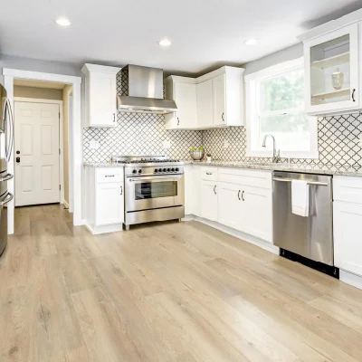 Interlock Pisos Wood Fit Grey Waterproof Uniclic Herringbone Click Plank Spc Flooring Vinyl Tile for Bathroom