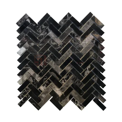 Simple Marble Mosaic Stone Mosaic Fishbone Bathroom Bar Background Wall Tile Swimming Pool Marble Mosaic Tile