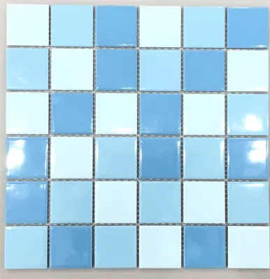 Free Sample Blue Mix Swimming Pool Mosaic Tiles Porcelain Iridescent 3D Mosaic Crystal Blue Ceramic Tiles Mosaic