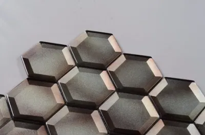 Modern Style Hexagon Coffee Color Kitchen Beveled Glass Mosaic Tile