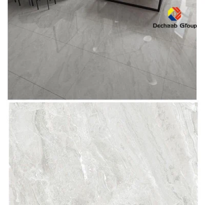 White Simple Rock Slab Pattern Tiles for Living Room