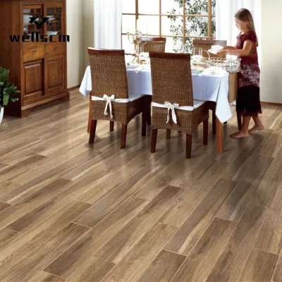 Light Grey 10mm Thickness Bedroom Wood Look Tiles Price of Tile in China Wood Effect Ceramic Floor Tile