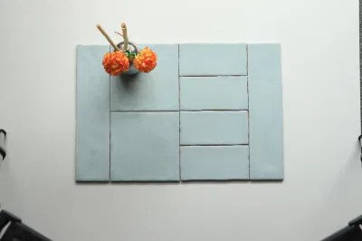 Blue Color Hot Selling 7.5X15cm Green Bathroom Feature Ceramic Wall Tiles