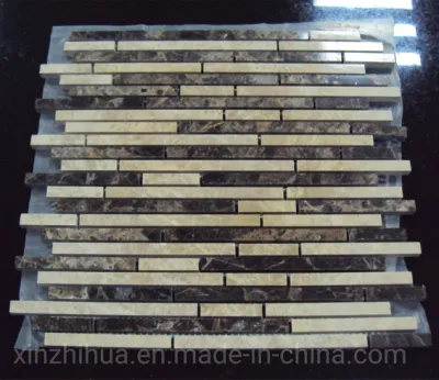 Linear Strips White/Beige/Brown Bathroom Wall/Flooring Kitchen Backspalsh Marble Mosaic Tile