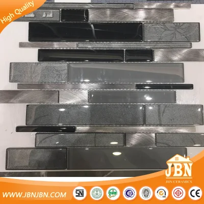Ramdom Glass Block and Metal Mosaic Wall Tiles for Home and Hotel Trip Shape Mosaic (M855174)