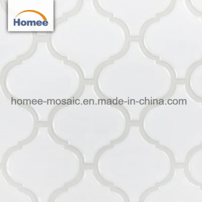 Lantern Design White Glossy Surface Porcelaine Mosaic Tile for Kitchen Backsplash