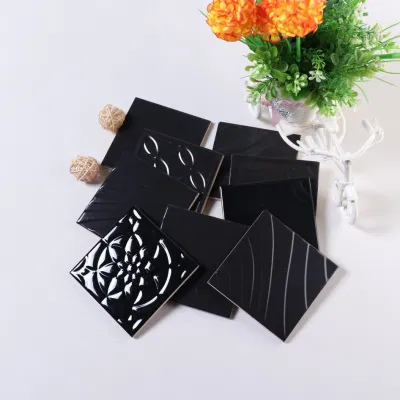 4X4 Inch Glossy Dark Blue Pattern Wall Tiles Wholesale Factory Bathroom Tiles