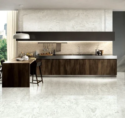 600X1200mm Low Water Absorption Yellow Marble Look Porcelain Tile