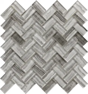 High Quality Kitchen Decoration Crystal Herringbone Glass Mosaic