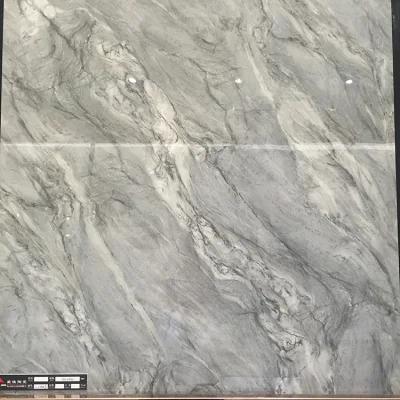 800*800mm Grey Marble Look Sitting Room Wear Resistant Full Body Polished Glazed Floor Tile
