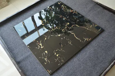 Easy to Clean Living Room Black Glazed Polished Porcelain Floor Tile