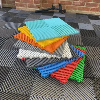 40X40X1.8cm Anti Slip Interlocking PP Plastic Garage Floor Tiles for Car Washing Basement Swimming