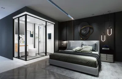 Customized Cheap Price Steaming Complete Luxury Hotel Glass Window Cabin Prefabricated Modular Black Bathroom Pod with Toilet