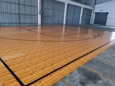 2023 China Imitation Wood Grain Indoor Modular Tiles for Indoor Basketball Court or Other Sport Court Tiles