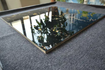 Easy to Clean Living Room Black Glazed Polished Porcelain Floor Tile