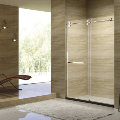 China Wholesale Decoration Bathroom Furniture Frameless Shower Enclosure Door with Stainless Steel Profile