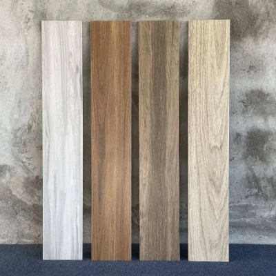 Wood Plank Look Porcelain 15X80 Grey Wooden Glazed Ceramic Floor Tiles Factory