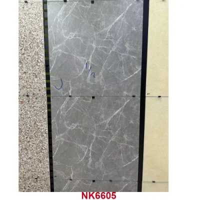 24X24 Marble Look White Color Porcelain Floor Tile Dark Grey Tile