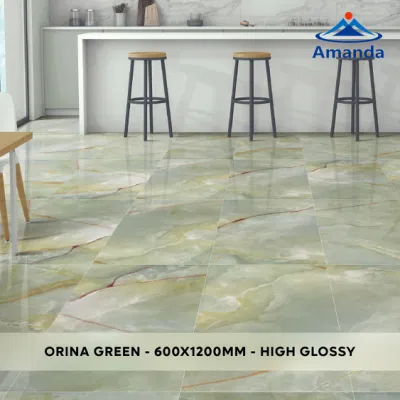 Orina Green Series High Gloss Fineshed Glaze Porcelain Floor Tile