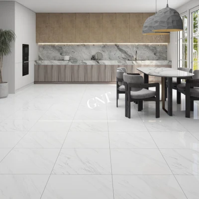 600X600 60*60 Foshan White Marble Effect Design Full Cheap Polished Glazed Porcelain Floor Tiles
