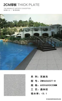 600*600*20mm Thickness Full Body Porcelain Tile for Floor Building Material