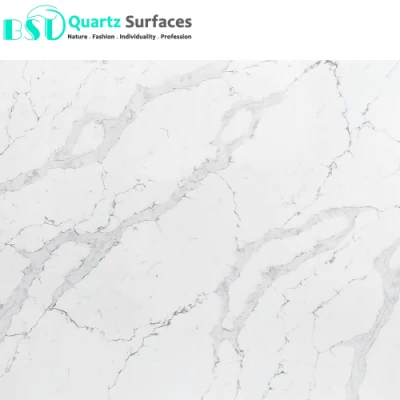 Marble Effect White Calacatta Quartz Stone Slab
