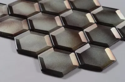 Modern Style Hexagon Coffee Color Kitchen Beveled Glass Mosaic Tile