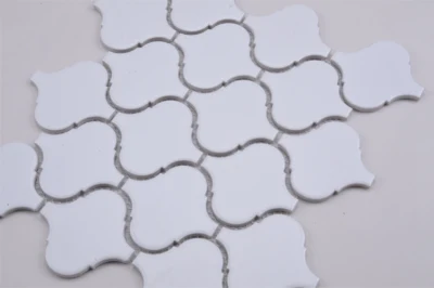 High Quality Indoor Facades White Color Kitchen Backsplash Lantern Shape Glazed Ceramic Mosaic Tile