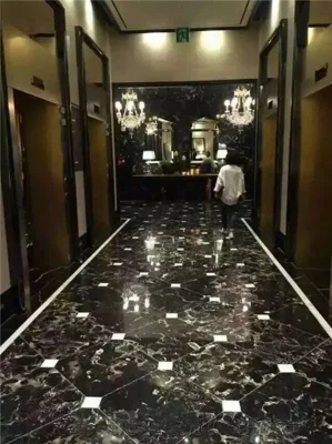 China Natural Stone polished/honed/antique/Sandblasted Black Ice Flower marble &nbsp;tiles for interiors/ indoor/ floor/wall decoration