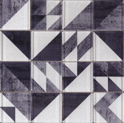 Foshan Manufacturer Wall Tile for Kitchen Decoration Glass Mosaic 3D Inkjet Geometric Patterns (G873008)