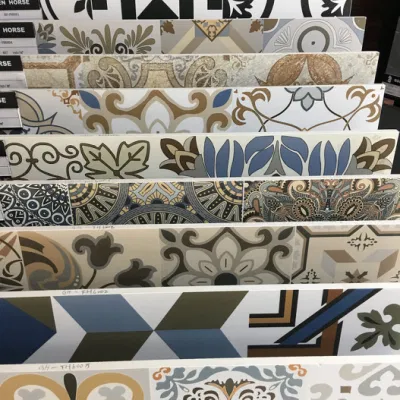 Orange Mix Multi-Color Flower Art Pattern Matte Finish Warm Style Rustic Floor and Wall Tile for House Decoration