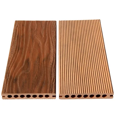 Hollow 3D Embossing Red Wood Color 25mm WPC Outdoor Tile
