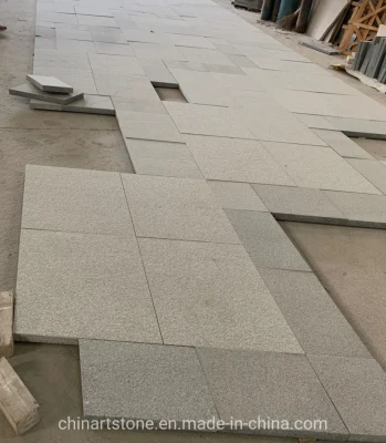 Chinese Golden Grey and White Flamed Bush-Hammered Granite Floor Tile