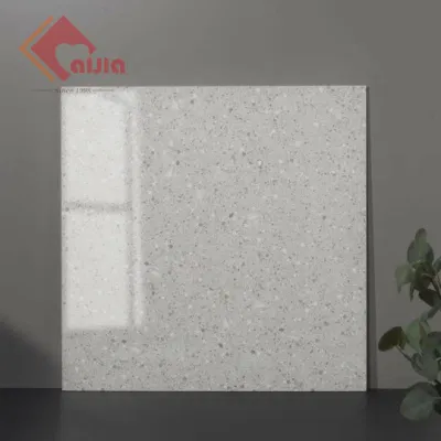 Terrazzo Glazed Porcelain Polished Tile Floor Wall Kitchen Bathroom White 600X600mm
