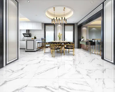 Foshan Ceramic White Glazed Polished Big Marble Look Tile Porcelanato Porcelain Tile