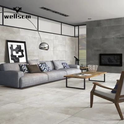 Villa Rustic Wall Tile Ceramic Cement design Grey Gray Color Matt Finish Marble Look Porcelanato Porcelain Floor Tile