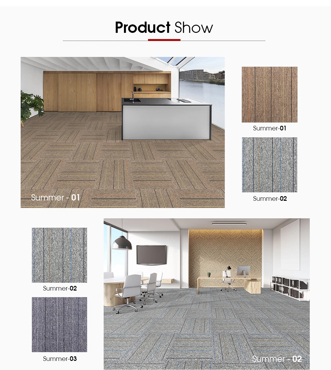 Wholesale 50X50cm Washable Commercial PVC Office Interlocking Carpet Tiles