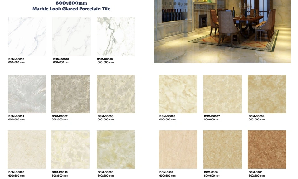 Yellow Marble Design Glossy Glazed Full Polished Porcelain Tile for Flooring