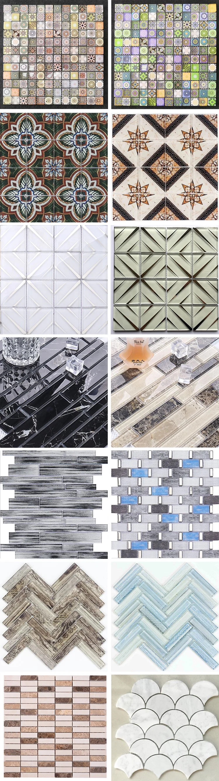 65 Square Meter in Stock Building Wall Interior Decoration Hexagon Black Cracked Grey Glass Mosaic Tile