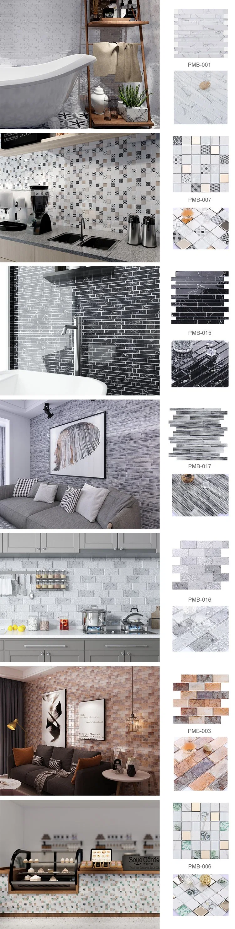 65 Square Meter in Stock Building Wall Interior Decoration Hexagon Black Cracked Grey Glass Mosaic Tile