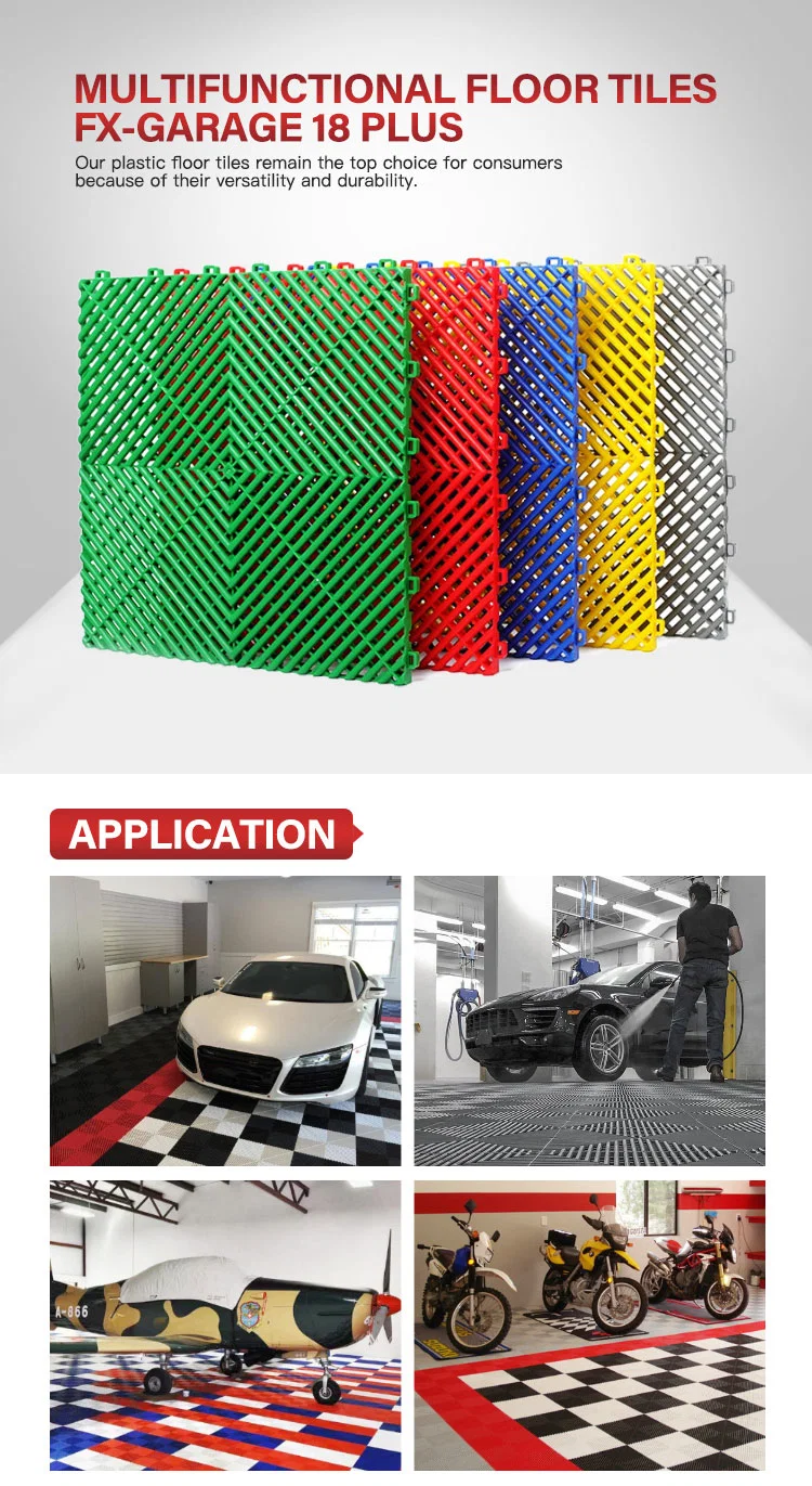 400*400*18mm PP Garage Interlocking Floor Tiles/Removable Plastic Interlocking Floor Mats for Car Washing