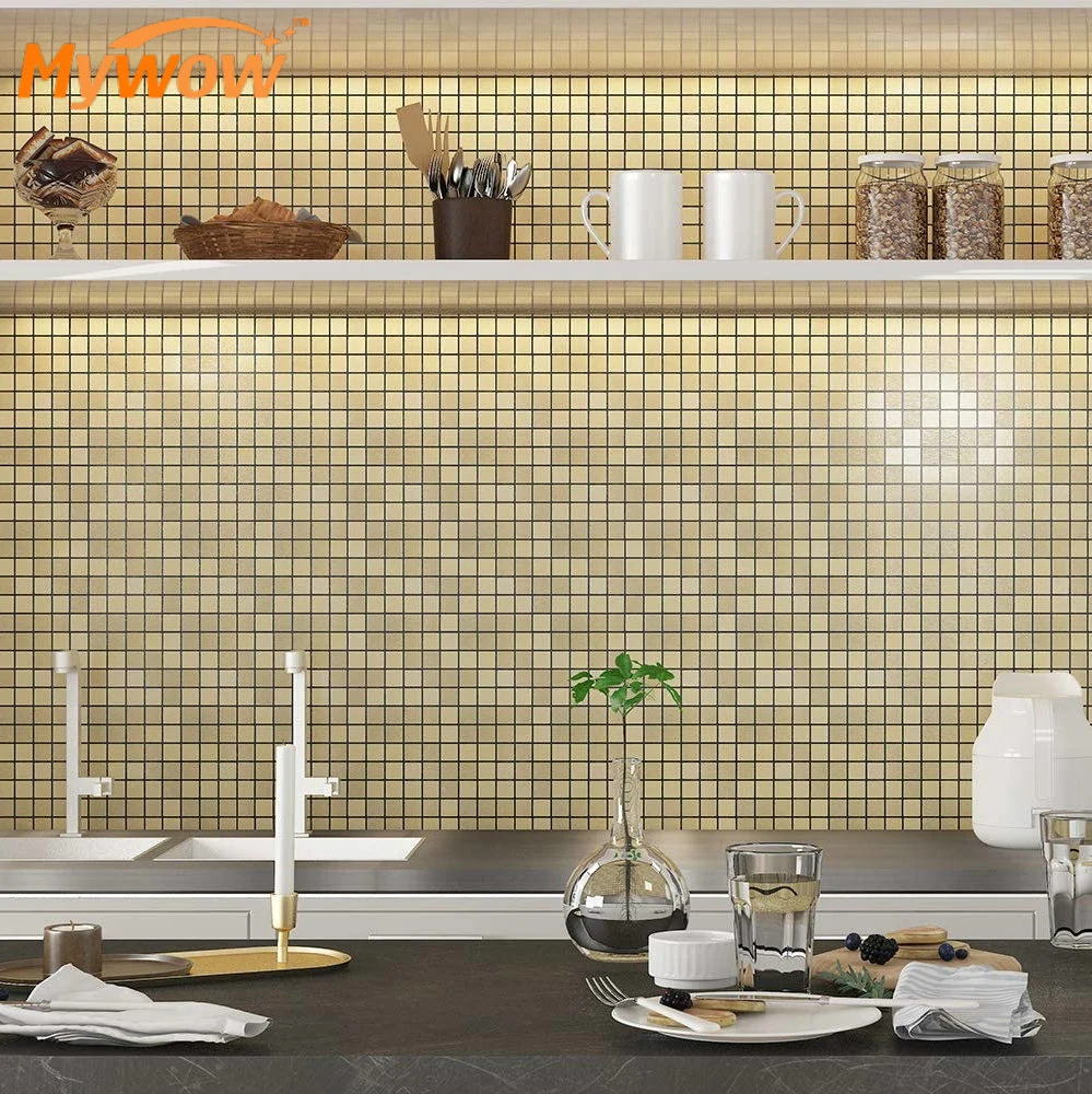 Peel and Stick Tile Backsplash Stick on Kitchen Wall Decor Aluminum Surface Metal Mosaic Wall Sticker